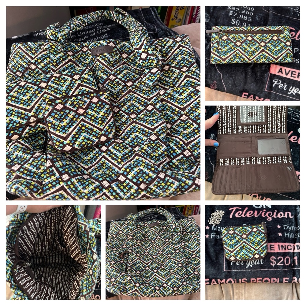 Tote bag, wallet, and coin pouch
